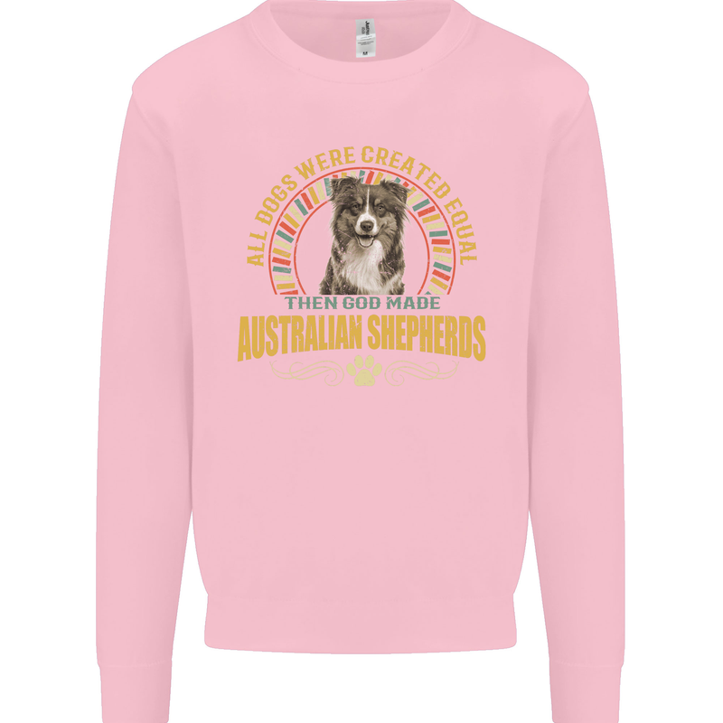 An Australian Shepherd Dog Kids Sweatshirt Jumper Light Pink
