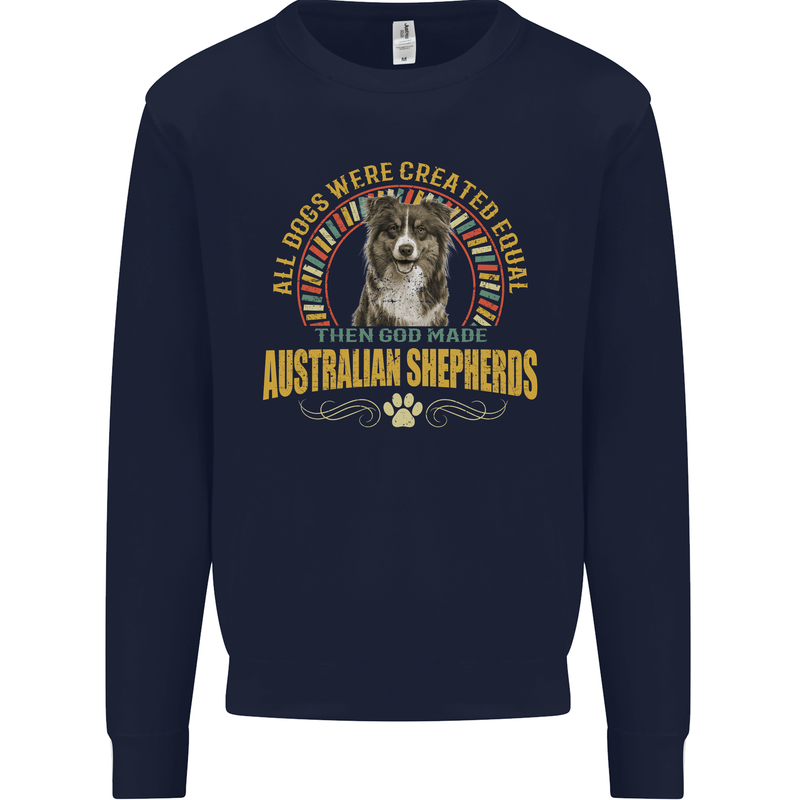 An Australian Shepherd Dog Kids Sweatshirt Jumper Navy Blue