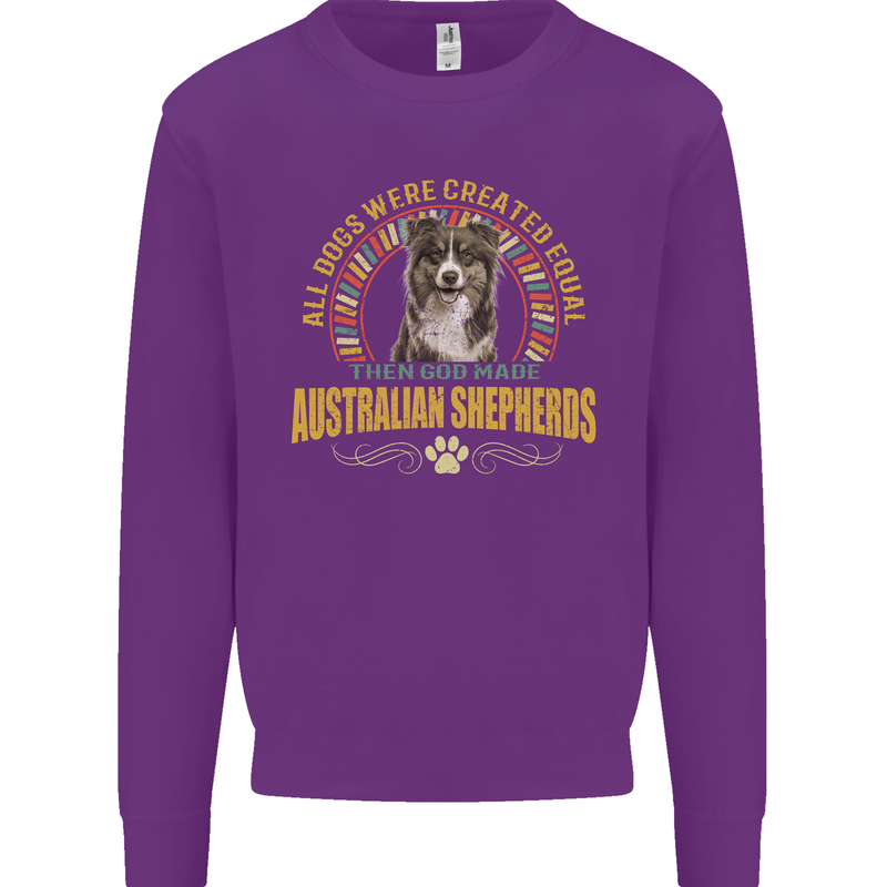 An Australian Shepherd Dog Kids Sweatshirt Jumper Purple