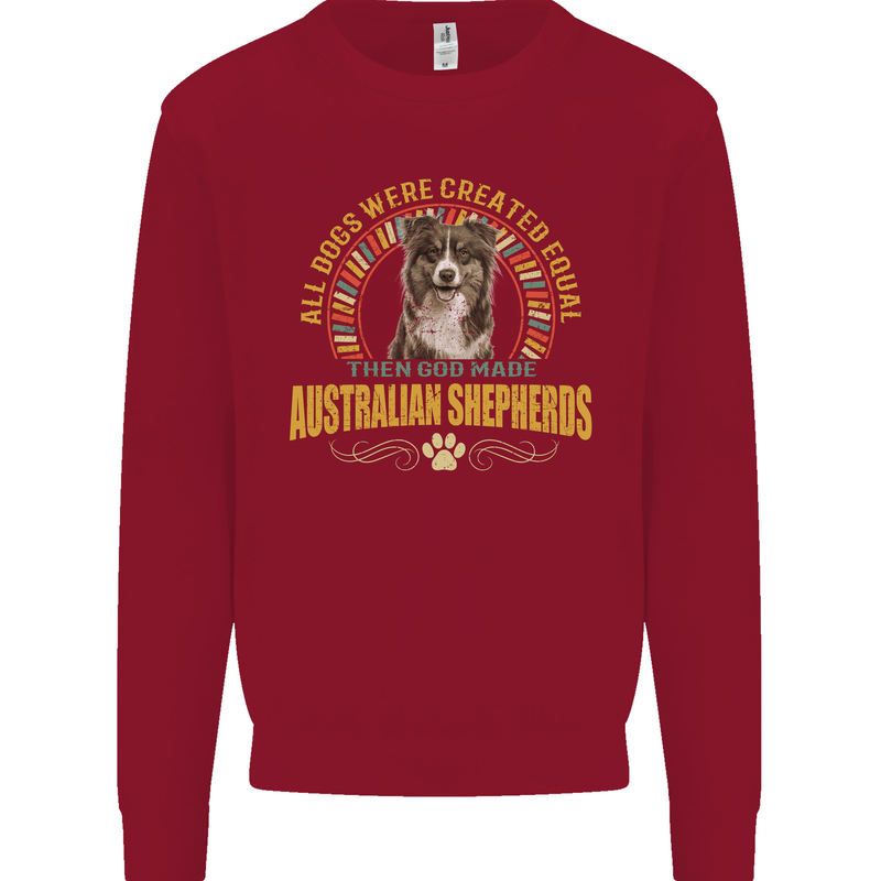 An Australian Shepherd Dog Kids Sweatshirt Jumper Red