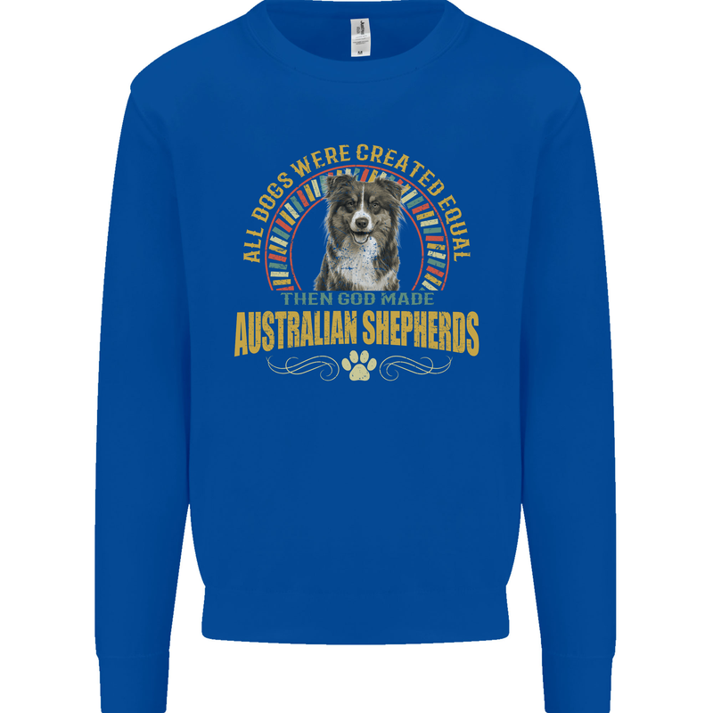 An Australian Shepherd Dog Kids Sweatshirt Jumper Royal Blue