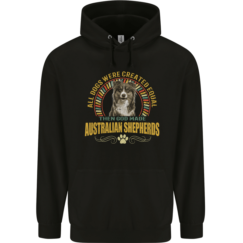 An Australian Shepherd Dog Mens 80% Cotton Hoodie Black