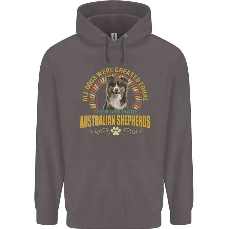 An Australian Shepherd Dog Mens 80% Cotton Hoodie Charcoal