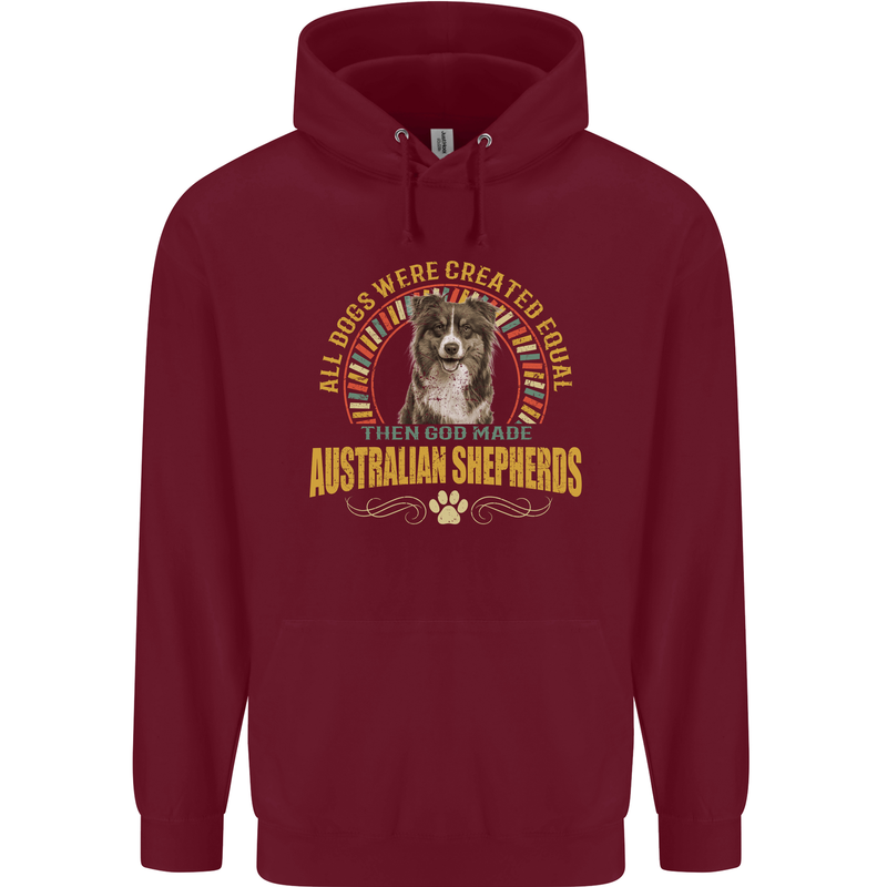 An Australian Shepherd Dog Mens 80% Cotton Hoodie Maroon