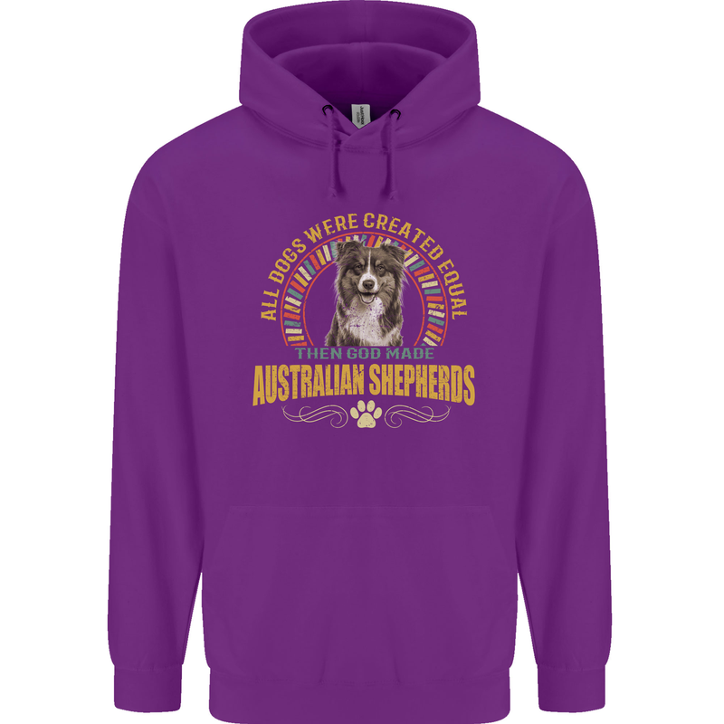 An Australian Shepherd Dog Mens 80% Cotton Hoodie Purple
