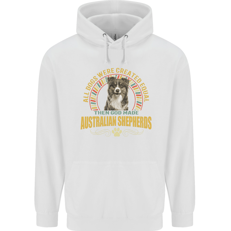 An Australian Shepherd Dog Mens 80% Cotton Hoodie White