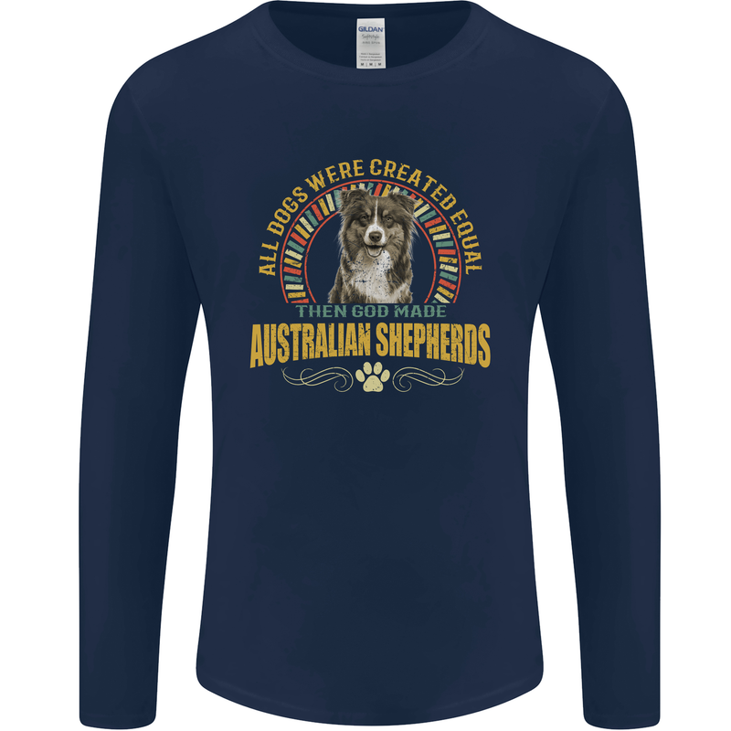 An Australian Shepherd Dog Mens Long Sleeve T-Shirt Navy Blue