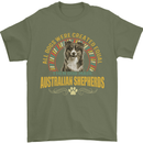 An Australian Shepherd Dog Mens T-Shirt 100% Cotton Military Green