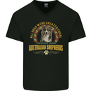An Australian Shepherd Dog Mens V-Neck Cotton T-Shirt Black