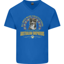 An Australian Shepherd Dog Mens V-Neck Cotton T-Shirt Royal Blue