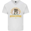An Australian Shepherd Dog Mens V-Neck Cotton T-Shirt White