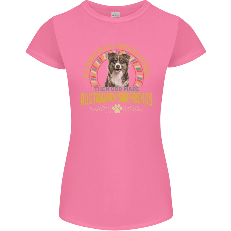 An Australian Shepherd Dog Womens Petite Cut T-Shirt Azalea