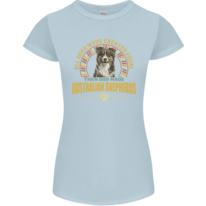 An Australian Shepherd Dog Womens Petite Cut T-Shirt Light Blue