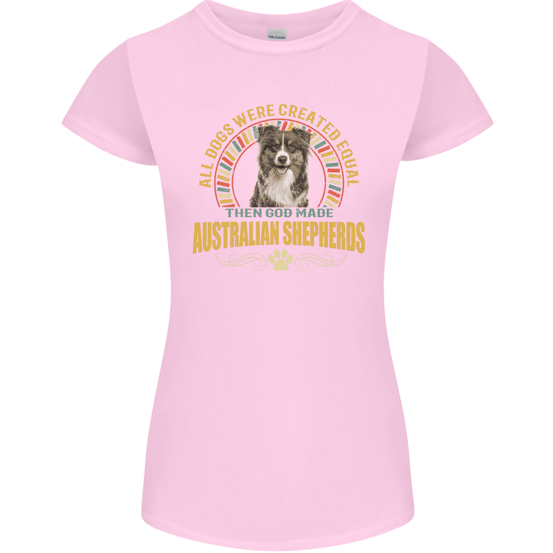 An Australian Shepherd Dog Womens Petite Cut T-Shirt Light Pink