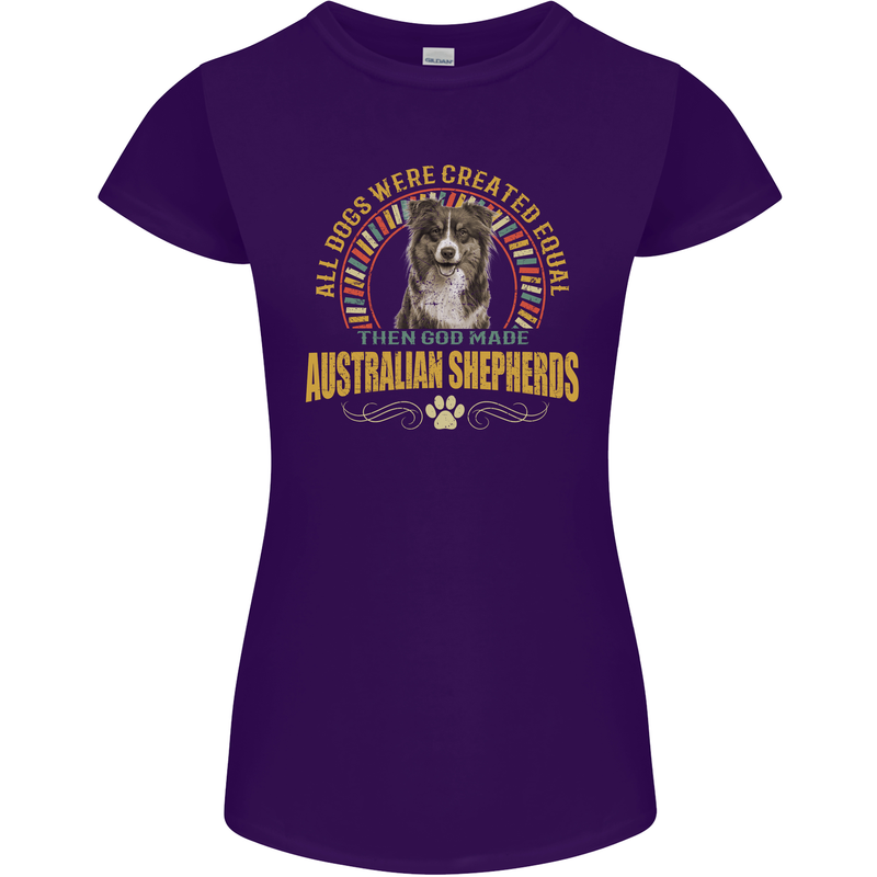 An Australian Shepherd Dog Womens Petite Cut T-Shirt Purple