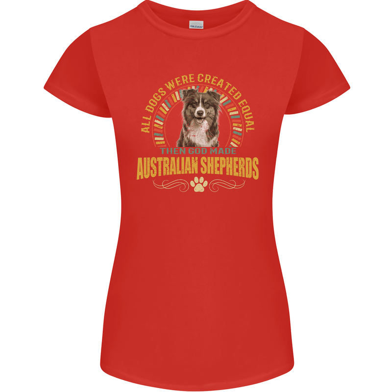 An Australian Shepherd Dog Womens Petite Cut T-Shirt Red