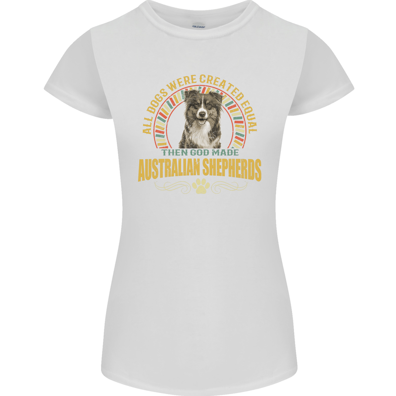 An Australian Shepherd Dog Womens Petite Cut T-Shirt White