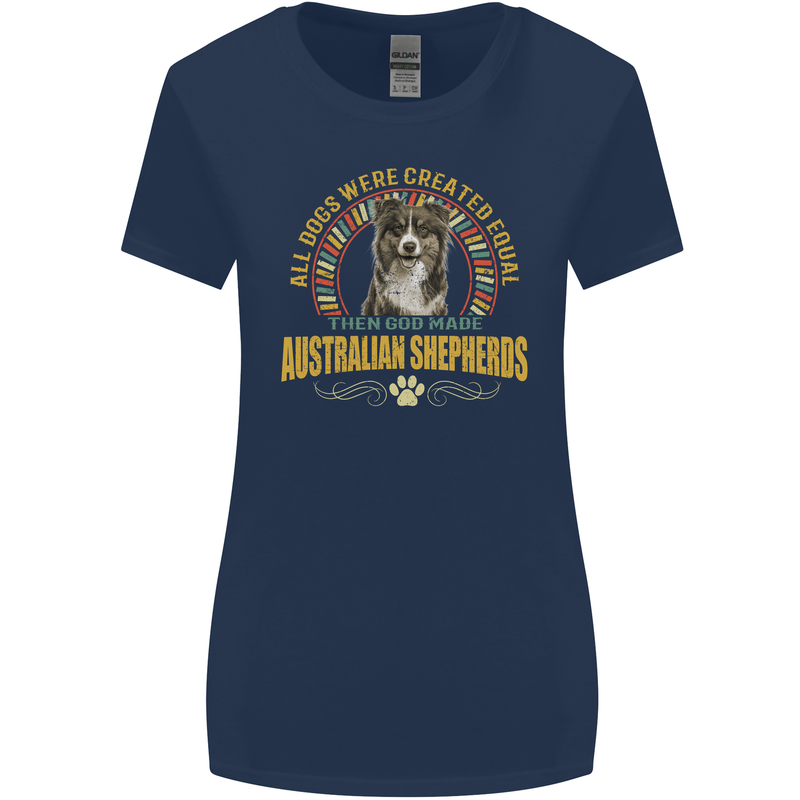 An Australian Shepherd Dog Womens Wider Cut T-Shirt Navy Blue
