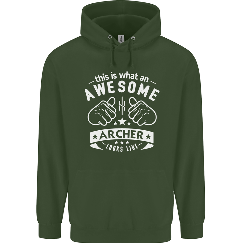 An Awesome Archer Looks Like Archery Mens 80% Cotton Hoodie Forest Green