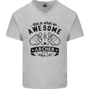 An Awesome Archer Looks Like Archery Mens V-Neck Cotton T-Shirt Sports Grey