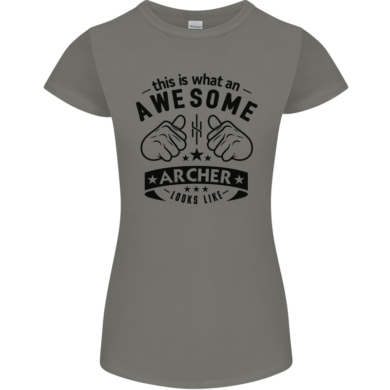 An Awesome Archer Looks Like Archery Womens Petite Cut T-Shirt Charcoal
