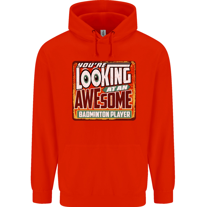 An Awesome Badminton Childrens Kids Hoodie Bright Red