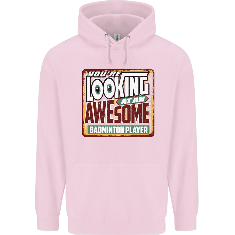 An Awesome Badminton Childrens Kids Hoodie Light Pink