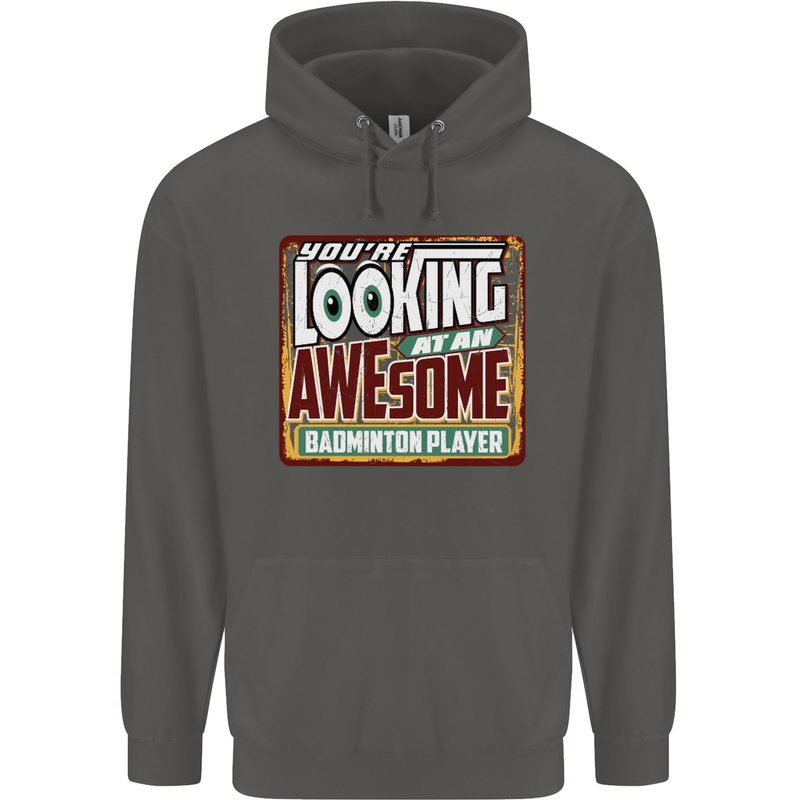 An Awesome Badminton Childrens Kids Hoodie Storm Grey