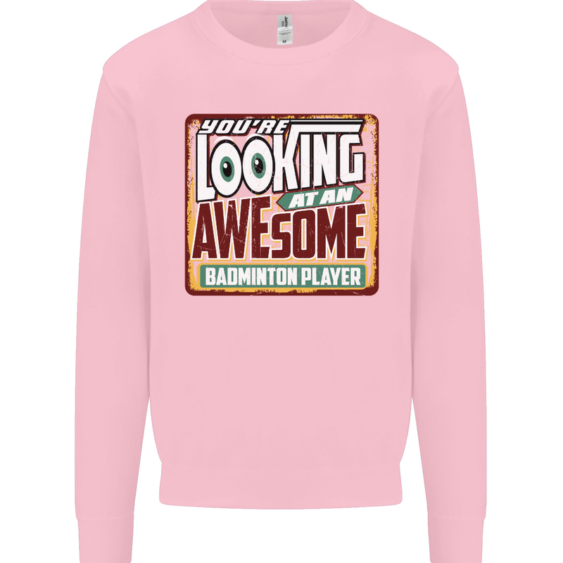 An Awesome Badminton Kids Sweatshirt Jumper Light Pink