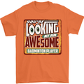 An Awesome Badminton Mens T-Shirt Cotton Gildan Orange