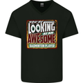 An Awesome Badminton Mens V-Neck Cotton T-Shirt Black