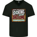 An Awesome Badminton Mens V-Neck Cotton T-Shirt Black