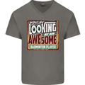 An Awesome Badminton Mens V-Neck Cotton T-Shirt Charcoal