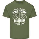 An Awesome Bartender Looks Like Mens Cotton T-Shirt Tee Top Military Green