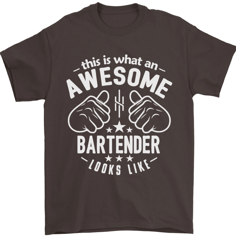 An Awesome Bartender Looks Like Mens T-Shirt Cotton Gildan Dark Chocolate