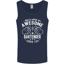 An Awesome Bartender Looks Like Mens Vest Tank Top Navy Blue