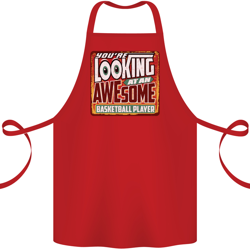 An Awesome Basketball Player Cotton Apron 100% Organic Red