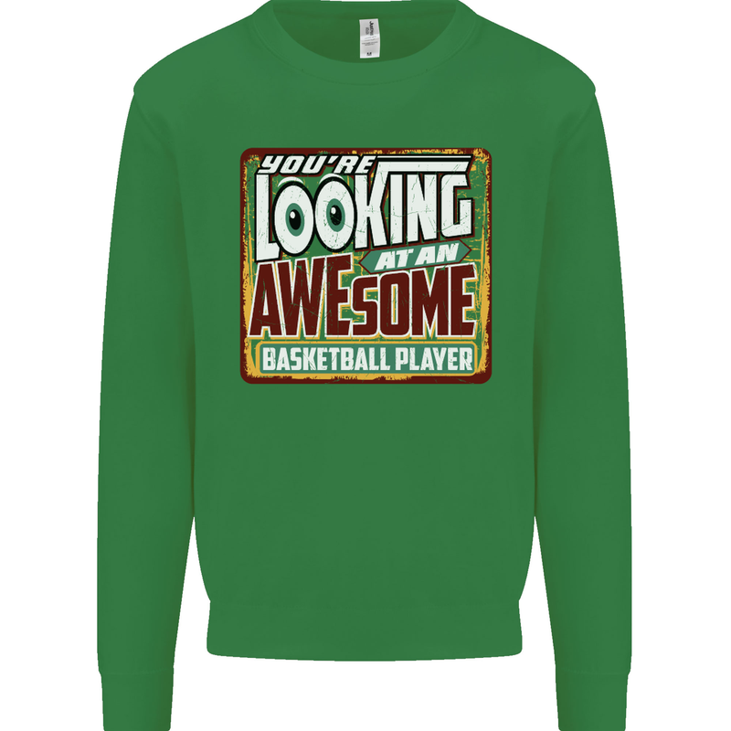 An Awesome Basketball Player Kids Sweatshirt Jumper Irish Green