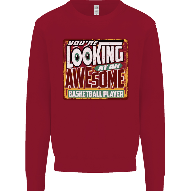 An Awesome Basketball Player Kids Sweatshirt Jumper Red