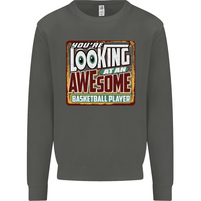 An Awesome Basketball Player Kids Sweatshirt Jumper Storm Grey