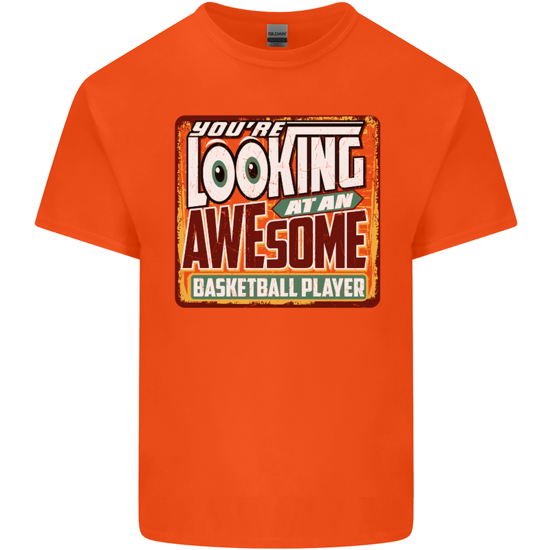 An Awesome Basketball Player Mens Cotton T-Shirt Tee Top Orange