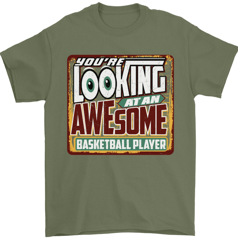 An Awesome Basketball Player Mens T-Shirt Cotton Gildan Military Green