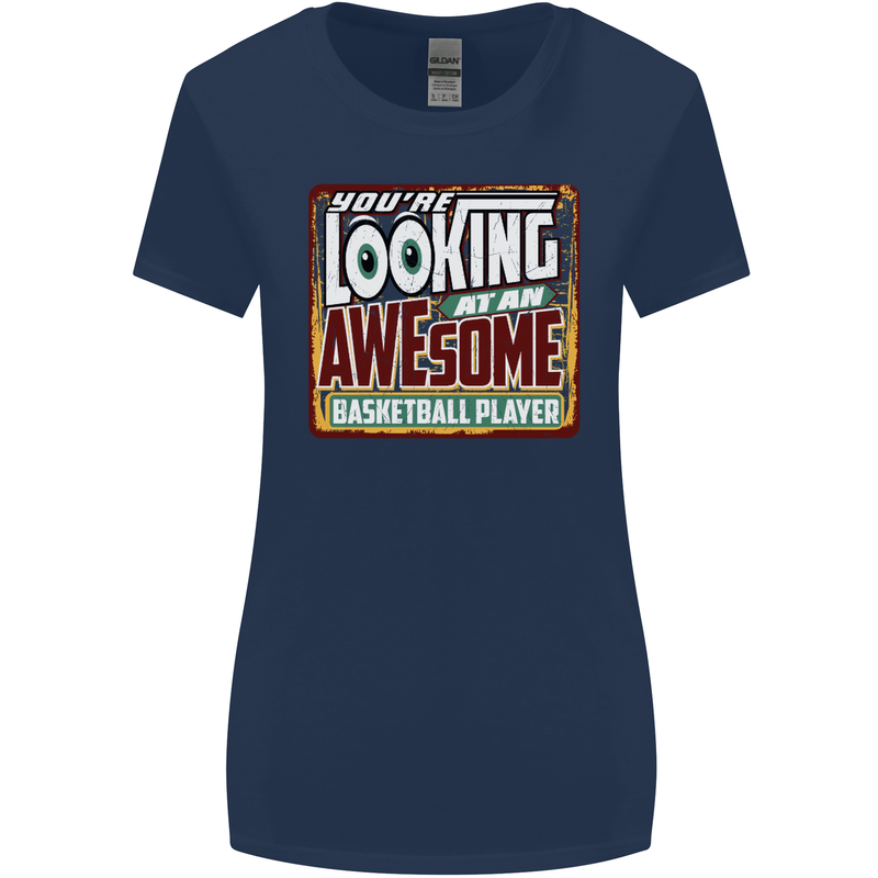 An Awesome Basketball Player Womens Wider Cut T-Shirt Navy Blue