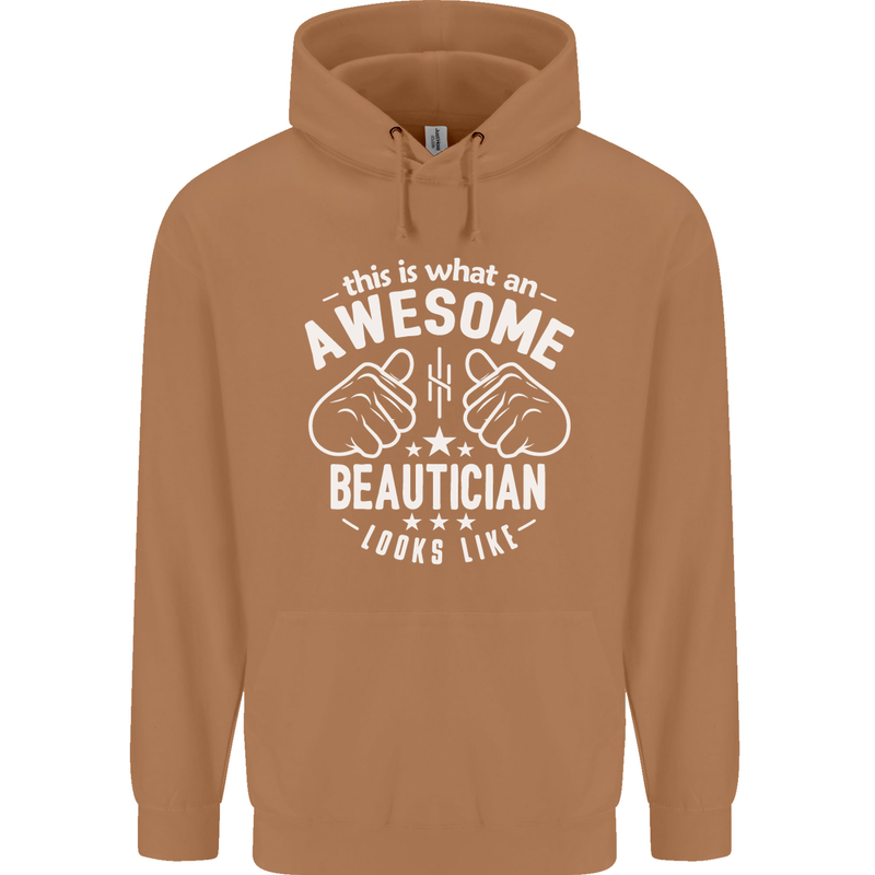 An Awesome Beautician Looks Like Mens 80% Cotton Hoodie Caramel Latte