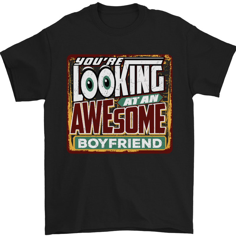 An Awesome Boyfriend Valentine's Day Mens T-Shirt Cotton Gildan Black