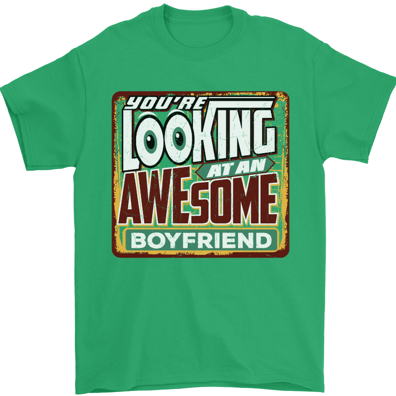 An Awesome Boyfriend Valentine's Day Mens T-Shirt Cotton Gildan Irish Green