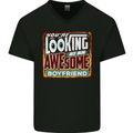 An Awesome Boyfriend Valentine's Day Mens V-Neck Cotton T-Shirt Black