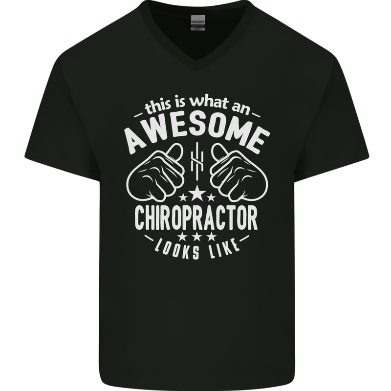 An Awesome Chiropractor Looks Like Mens V-Neck Cotton T-Shirt Black