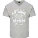 An Awesome Chiropractor Looks Like Mens V-Neck Cotton T-Shirt Sports Grey