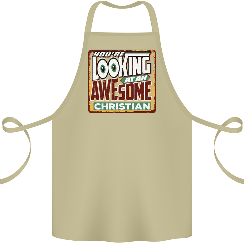 An Awesome Christian Christianity Cotton Apron 100% Organic Khaki